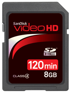  כרטיס זיכרון SanDisk Video HD SDHC 8GB   סנדיסק