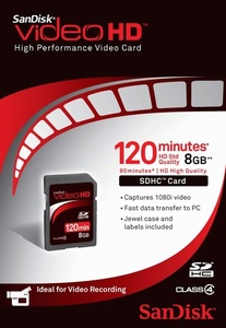  כרטיס זיכרון SanDisk Video HD SDHC 8GB   סנדיסק
