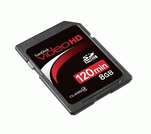  כרטיס זיכרון SanDisk Video HD SDHC 8GB   סנדיסק