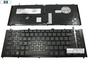 מקלדת למחשב נייד כולל מסגרת פלסטיק ועברית חרוטה HP ProBook 4425S 4420S Black 605055-001 , 605055-BB1