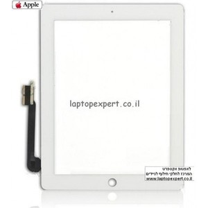 מסך מגע מקורי (דיגיטייזר - זכוכית) לאייפד 4 Original Black / White Touch Screen for iPad4 אפל