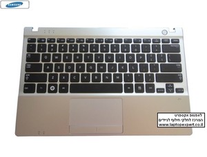 מקלדת להחלפה לנייד סמסונג כולל תושבת פלסטיק ומשטח עכבר Samsung NP350 NP350V5C Keyboard Palmrest Touchpad Assembly BA75-03279A