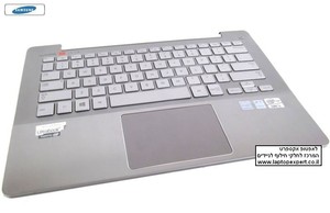 מקלדת סמסונג כולל תושבת ,משטח עכבר וכפתור הדלקה Samsung NP740U3E Palmrest Touchpad SILVER BA75-04468A Keyboard + Power Button