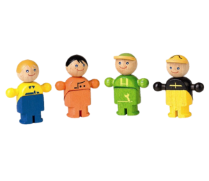 דמויות קטנות בעלי מקצוע - 4 בובות עץ ענטל