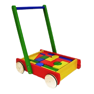 עגלה + 24 קוביות עץ צבעוניות ענטל