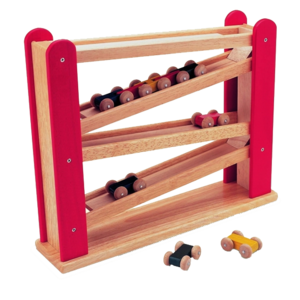 מדרון מתגלגל עם מכוניות מעץ ענטל