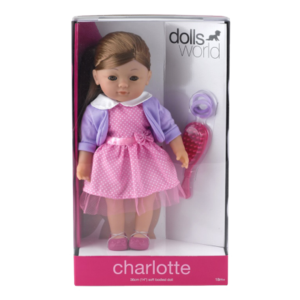 בובה 36 ס"מ קוקו שיער חום + מברשת סקאל