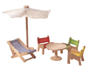 ריהוט גינה לבית בובות מעץ ענטל