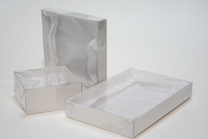 קופסאות בסיס קרטון +מכסה שקוף 15/15+7