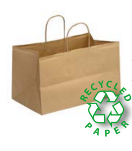 שקיות נייר ידית מגולגלת 30/18+18 קרפט חום טבעי ממוחזר