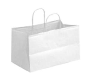 שקיות נייר ידית מגולגלת 30/18+18 קרפט לבן