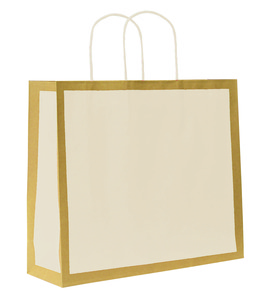 שקיות נייר ידית מגולגלת 42/37/13+5 טבעי ממוחזר מודפס לבן