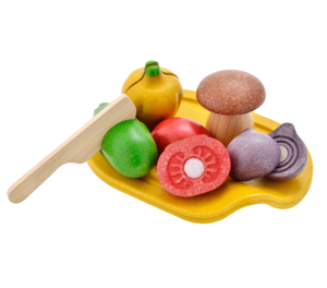 סט חיתוך ירקות + מגש - עץ ממוחזר ענטל