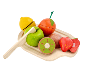 סט פירות עץ ממוחזר עם מגש ענטל