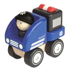 מיני מכונית משטרה עם שוטר מעץ ענטל