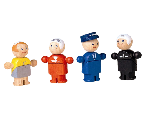 דמויות קטנות אנשי שירות - 4 בובות עץ ענטל