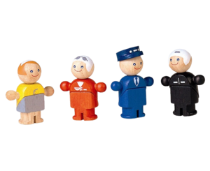 דמויות קטנות אנשי שירות - 4 בובות עץ ענטל