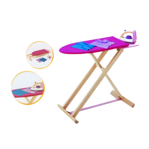 קרש גיהוץ מתקפל מעץ עם מגהץ ובדים  ענטל