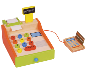 קופה רושמת מעץ עם מתקן להעברת כרטיס אשראי  ענטל