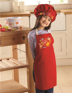 סינר וכובע טבחים אדום ענטל