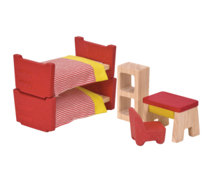 חדר שינה לבית בובות מעץ פלאנווד ענטל