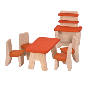 חדר אוכל לבית בובות מעץ פלאנווד ענטל