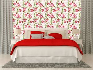 טפט קיר פרחים בורוד כהה