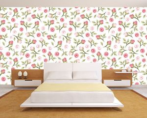 טפט קיר שושנים בורוד בהיר וורוד כהה