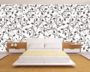טפט קיר פרחים איור בשחור