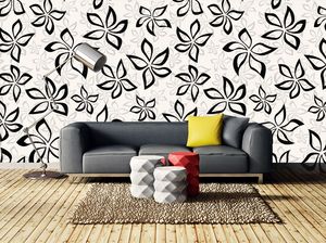 טפט Pattern - פרחים רוקדים - שחור קלאסי