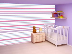 קיר פסים סגול, פוקסיה ותכלת