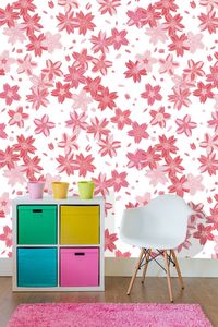 טפט קיר איור פרחים בורוד