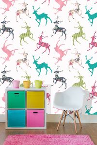 טפט קיר איור איילים צבעוניים