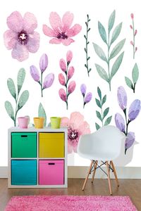 טפט קיר איור פרחים