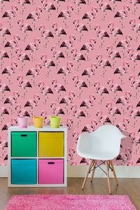 טפט קיר איור פלמנגו רקע ורוד