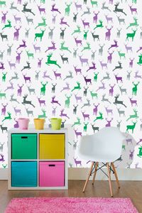 טפט קיר איור איילים צבעוניים מנתרים / עומדים