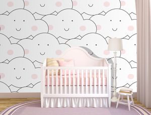 טפט קיר איור עננים גוון בהיר