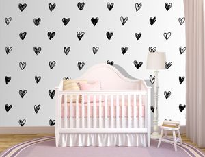 טפט קיר איור לבבות קטנים וגדולים