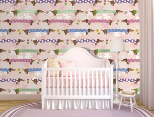 טפט קיר איור כלבי תחש צבעוניים