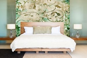 טפט קיר איור ענפים לרוחב רקע חום אפור וירוק