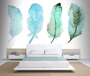 טפט קיר ארבעת הנוצות בגווני התכלת והירוק