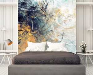 טפט קיר ABSTRACT בכתום, תכלת ושחור.