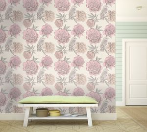 טפט קיר איור פרחים בורוד