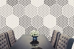 טפט קיר נקודות בשחור על רקע לבן