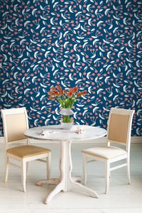 טפט קיר התותים על רקע כחול