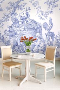 טפט קיר איור בכחול בציר הענבים