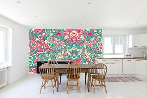 טפט מעוצב Pattern בגווני הטורקיז והורוד הכהה.