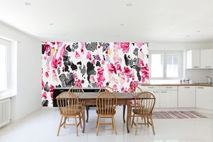 הקיר האלמנטים השונים בורוד, אפור ושחור על רקע לבן.