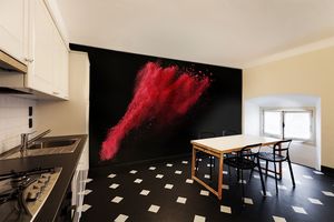 טפט קיר צילום מפולת צבע האדום על רקע שחור.