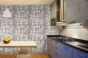 טפט קיר איור סכו"ם על רקע לבן.